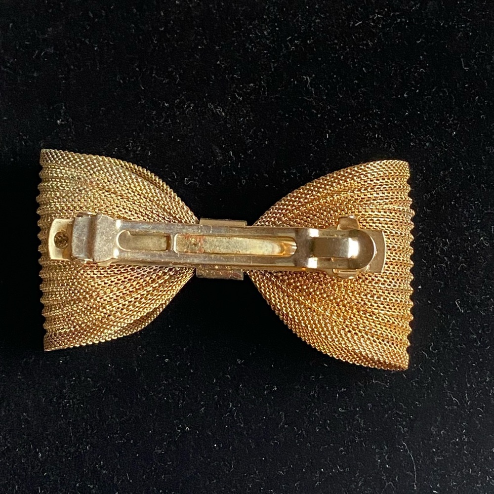 Vintage Large Gold Mesh Bow Barrette - Picture 3 of 10